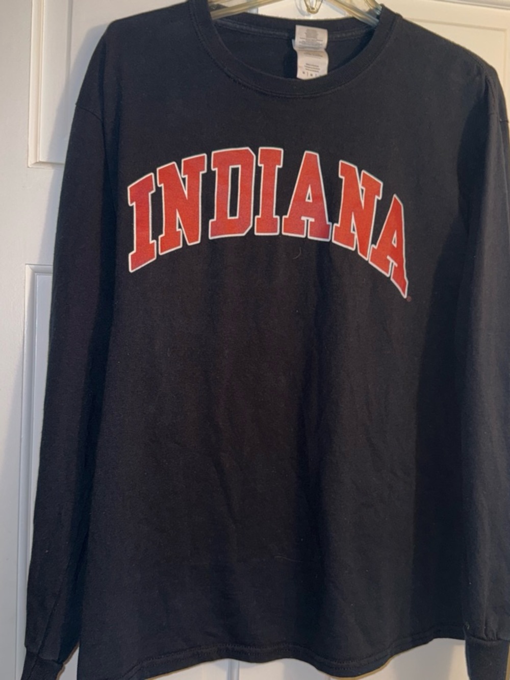 Indiana Black Long Sleeve Tee with Red Arch Logo